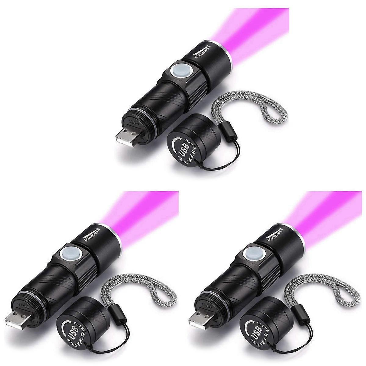 395Nm UV Light Flashlight Blacklight USB Rechargeable LED Flashlight
