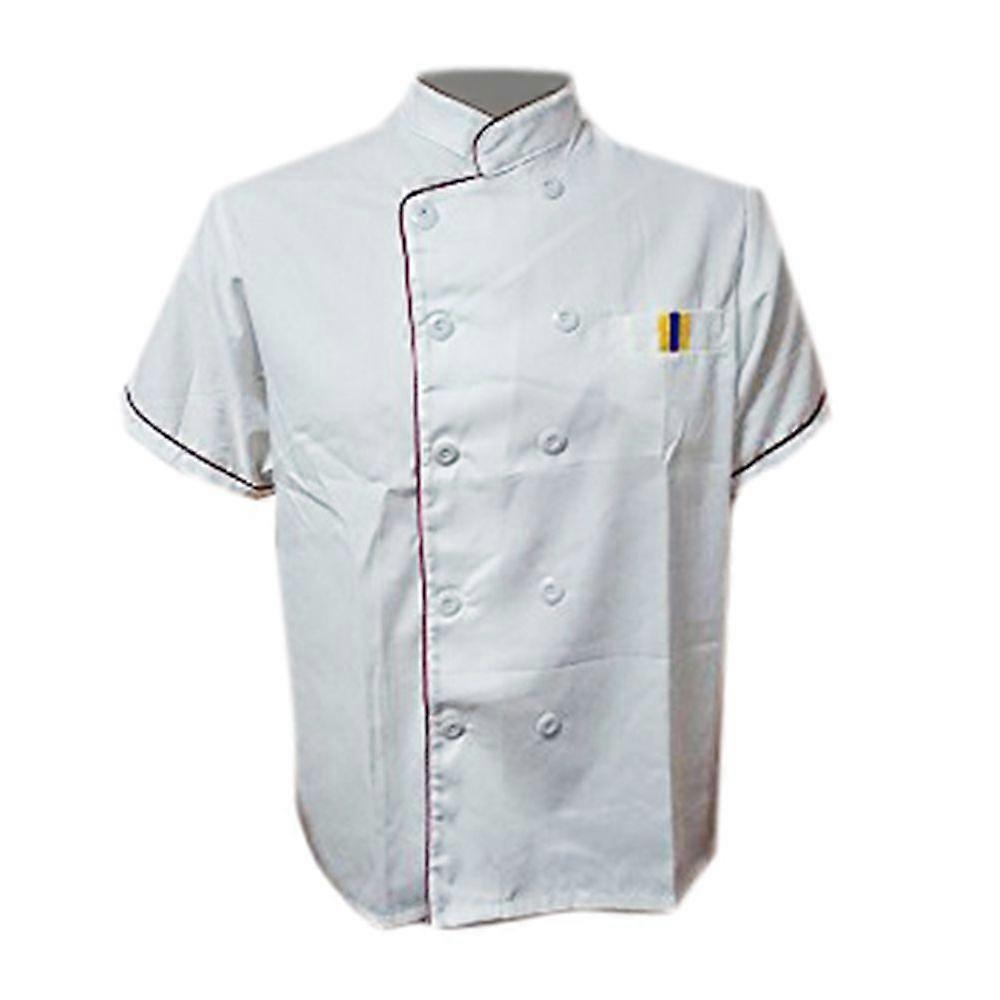 Short Sleeve Kitchen Cooker Working Uniform Chef Waiter Waitress Coat Jacket