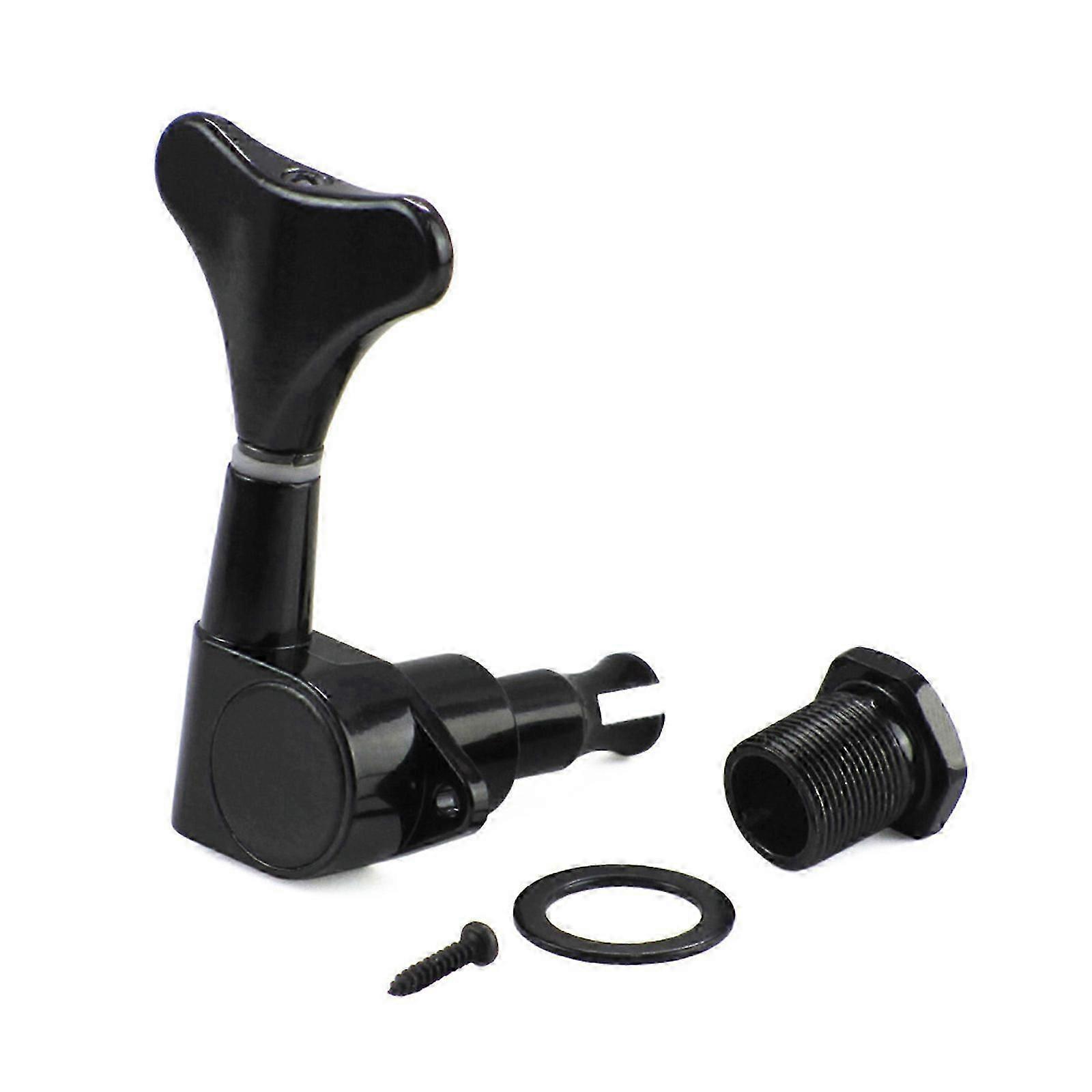 Electric Bass Tuning Pegs Bass Opened Machine Heads Knobs String Tuners for 4 String Electric Bass Right/Left Hand Black