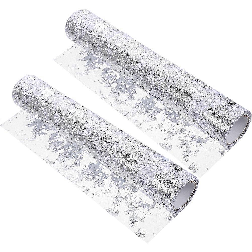 Wedding Table Runner Easy Care Technology For Special Event Silver Color 179.60X11.40X0.04in 2 Rolls