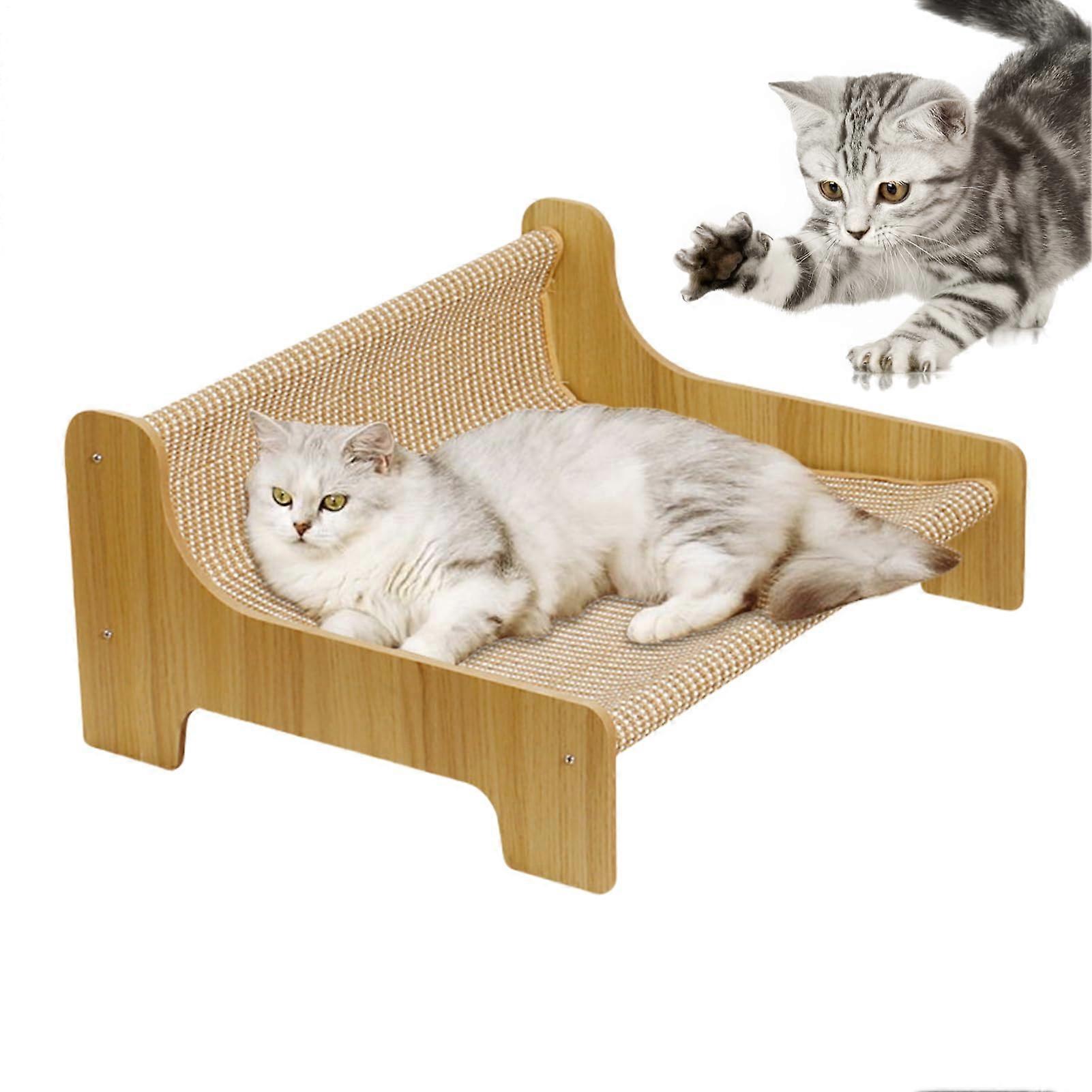 Scratching Post for Cats Horizontal Interactive Sisal Cat Toy with Furniture Protection for Apartment, Balcony, Terrace