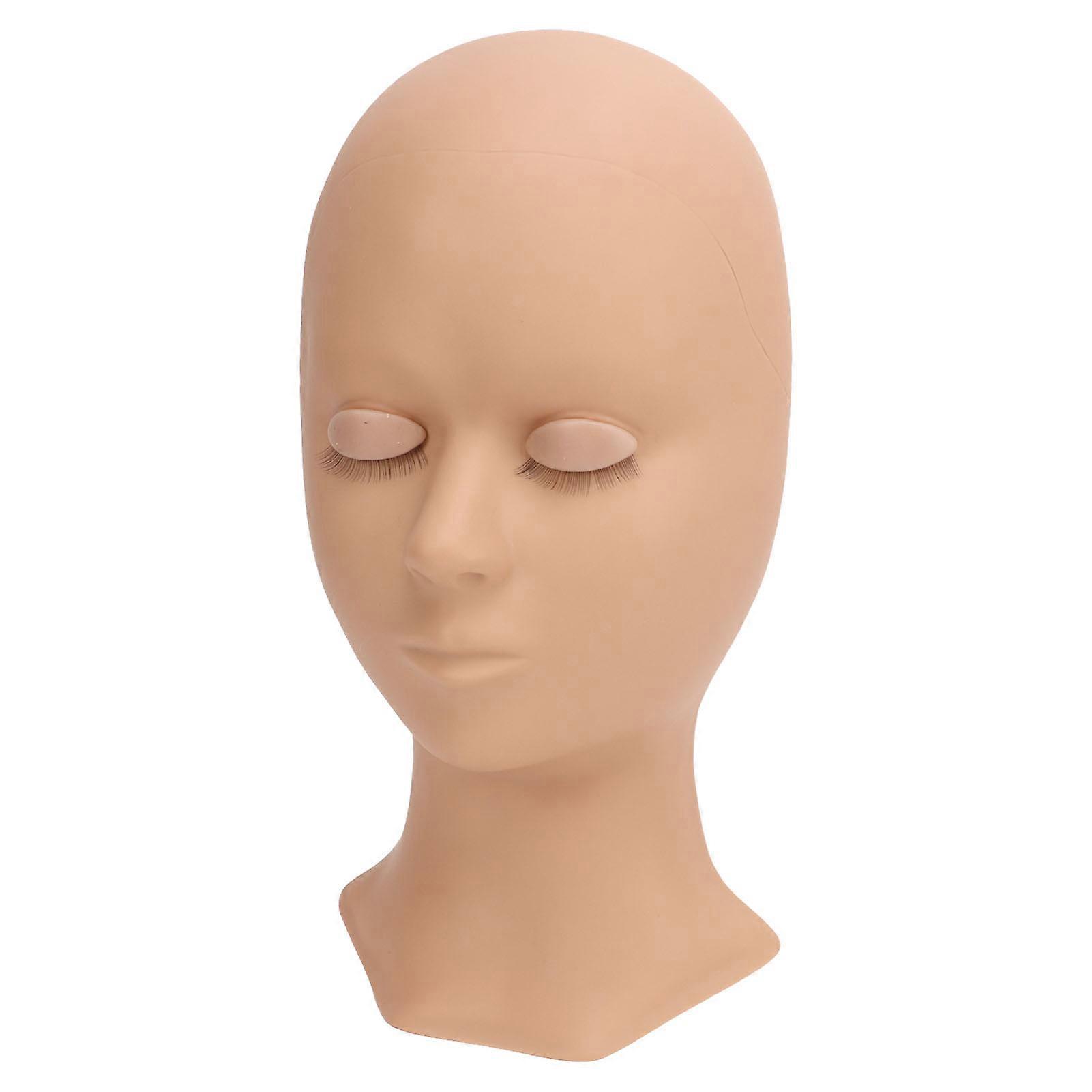 Lash Mannequin Head Soft Silicone Replaced Eyelids Mannequin Head for Lash Extension Practice Light Brown