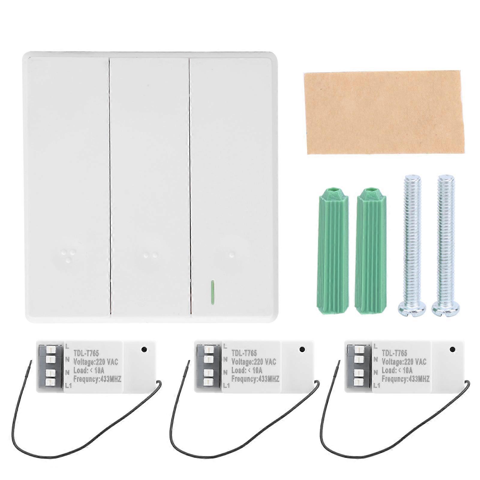 Remote Control Light Switch Kit 3 Way Controller for Bedrooms Corridors LED Light TDL-T765