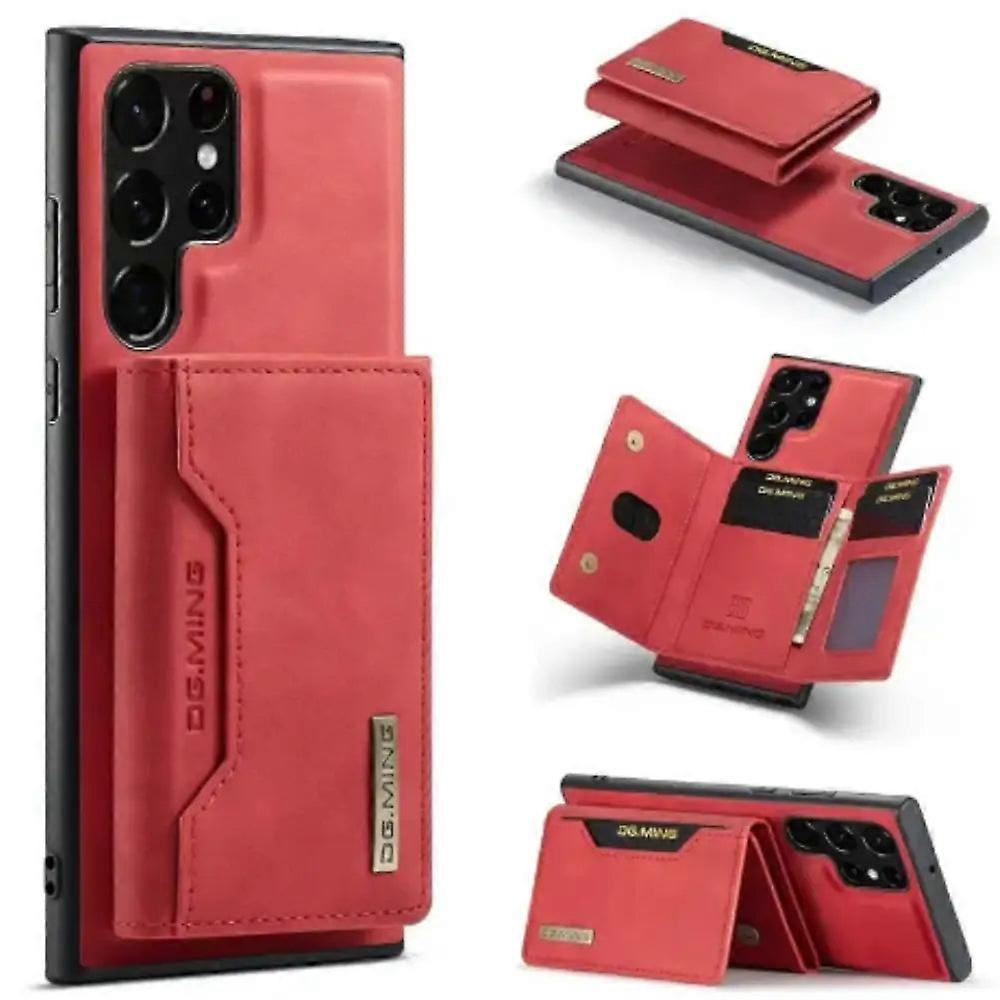 M2 Magnetic Leather Case For Samsung (red With Bag)