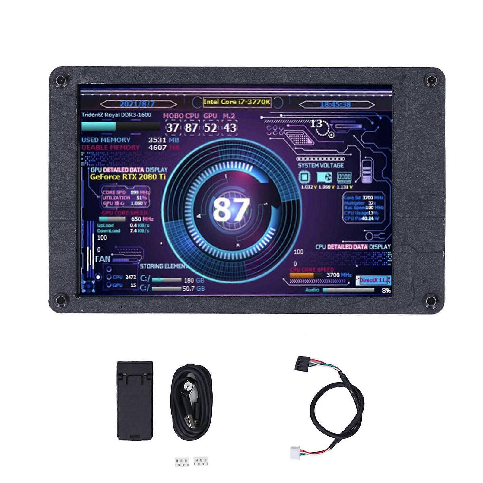 USB Mini Screen Einstellbare Helligkeit 3,5-Zoll-IPS-Computer-Temp-CPU-RAM-Monitor für Windows mit Motherboard-Linie
