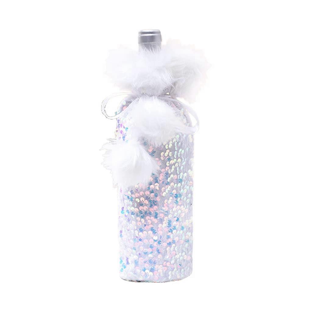 Wein bottle cover Christmas reversible sequin plush for wrapping bottles party favor decorations with gift wine accessory sets colorful