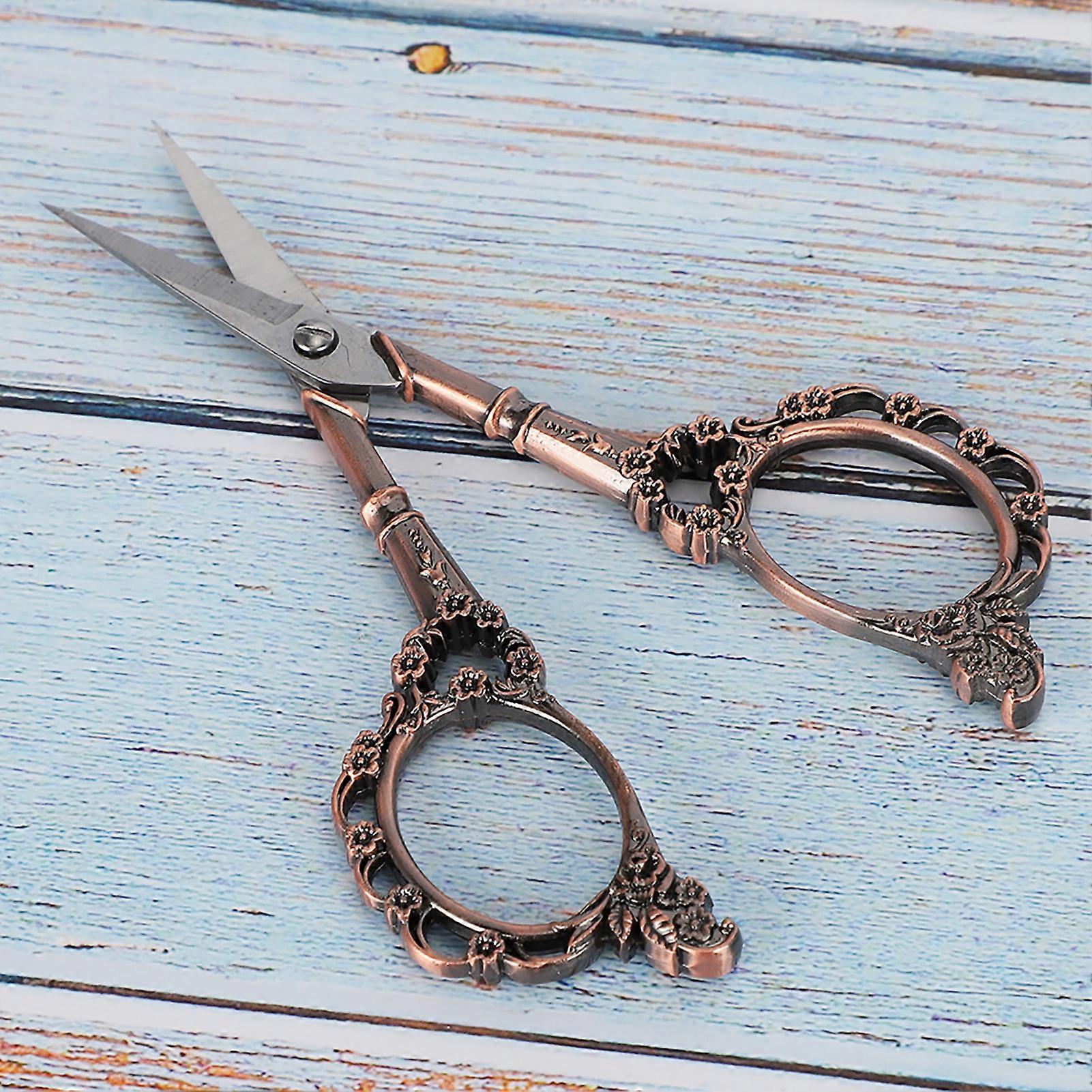 Vintage Scissors Flower Pattern Needlework Cutting Paper DIY Sewing CraftsAntique Copper