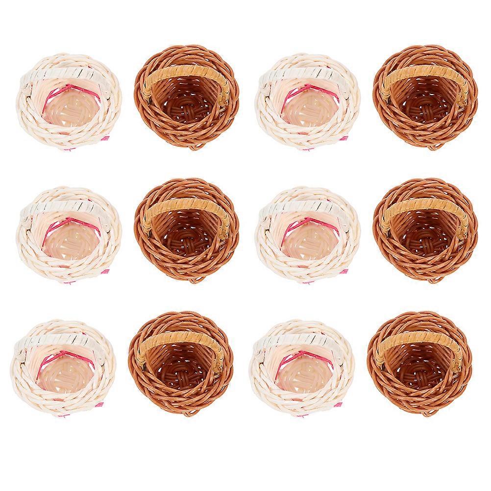 Tiny Miniature Basket Plastic Material Round Handle Display Flower Display 24Pcs