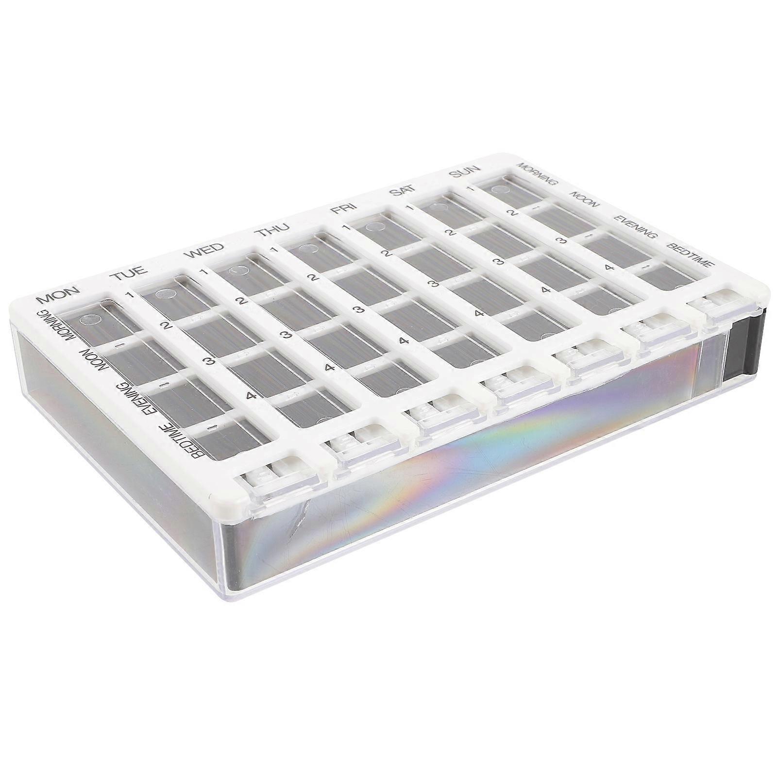 Portable Medicine Organizer with 28 Grids Storage Case for Home and Travel Use Assorted Color PP Material