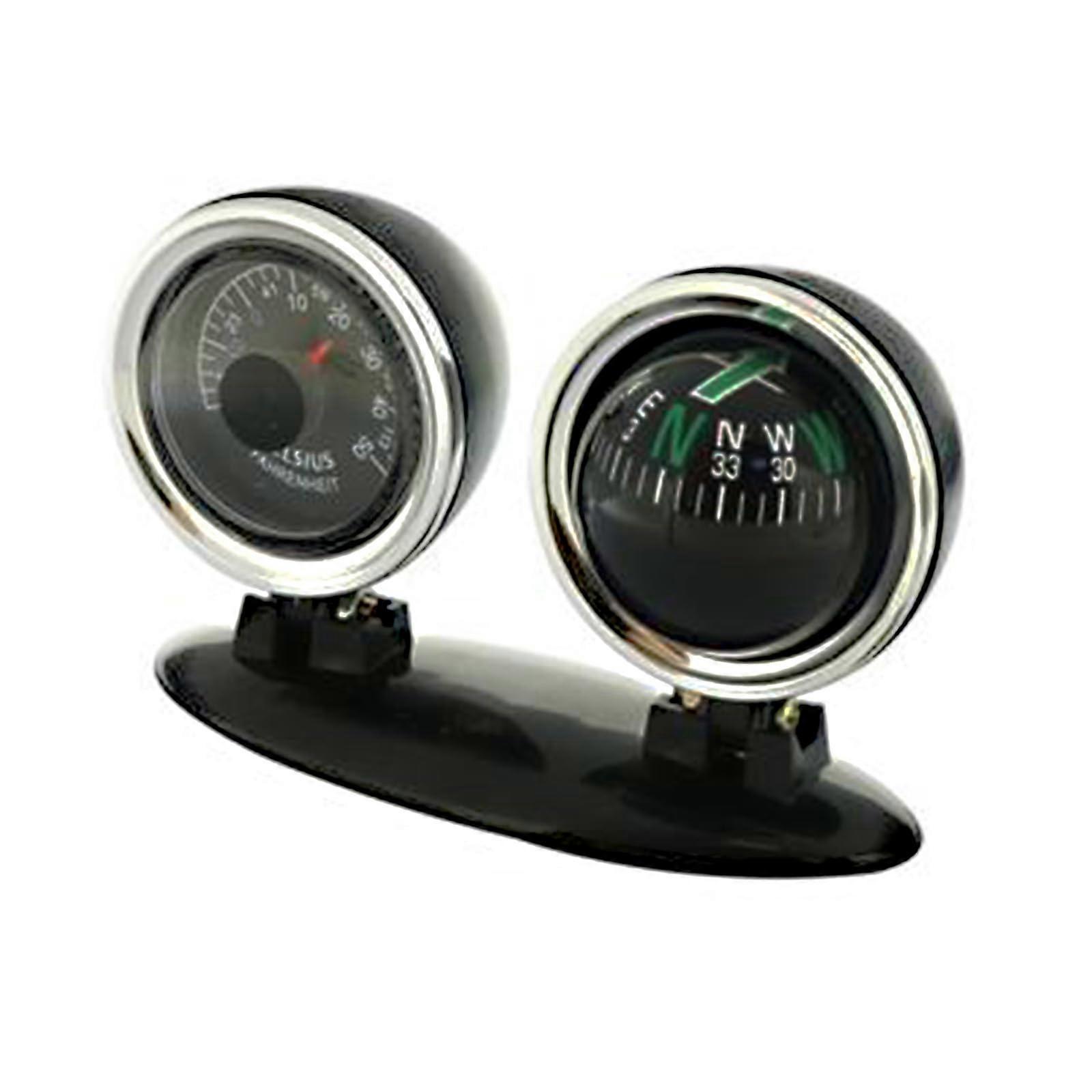 2 In 1 Guide Navigation Tool Ornament With Compass And Thermometer For Trucks And Cars Interior Travel Accessory