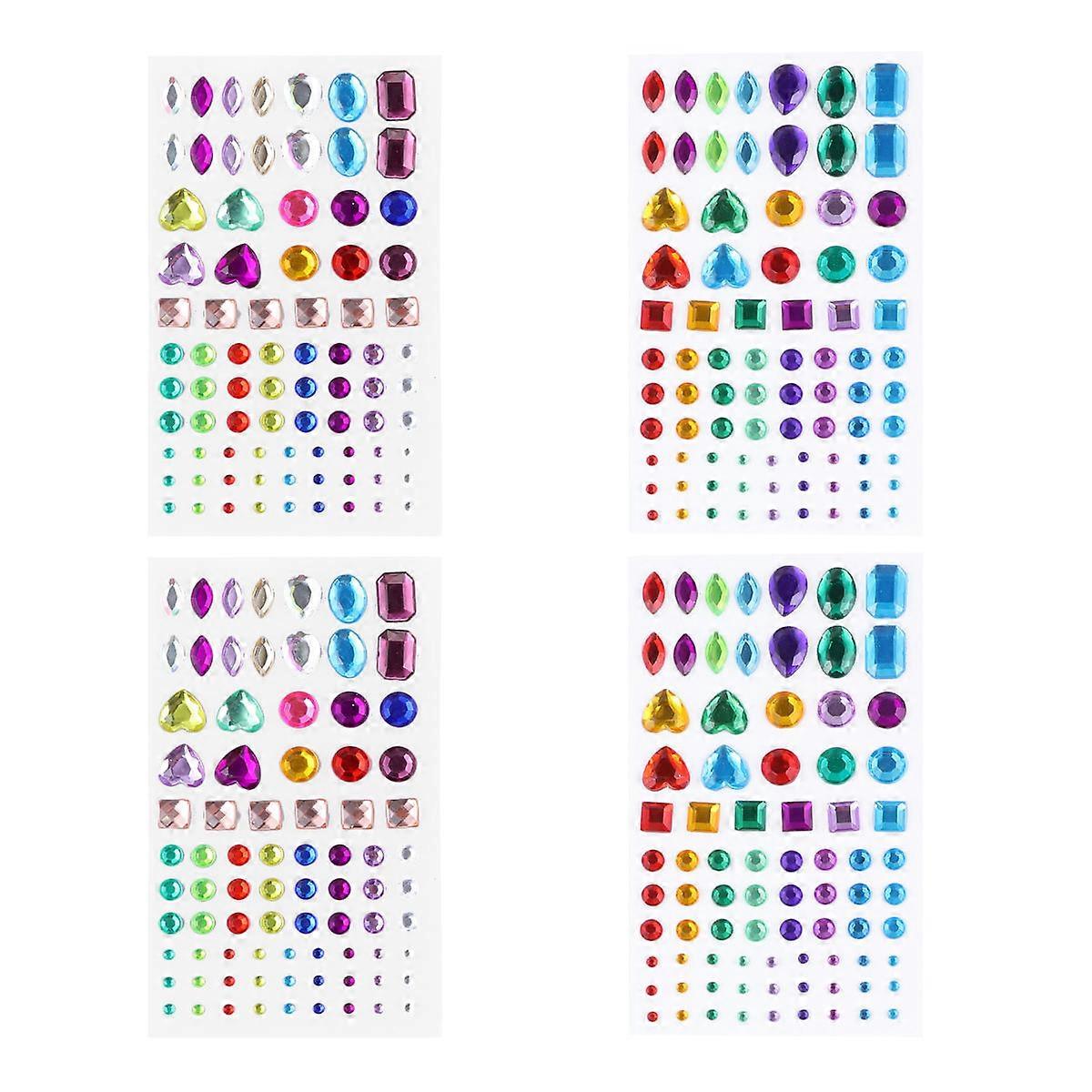 Crystal Stickers Rhinestone Sheets Acrylic Rhinestones Sticker For Cell Phones Face Painting 7.5*13cm 4 Sheets