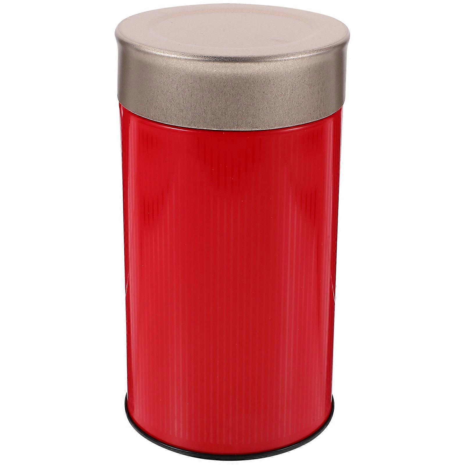 Red Tea Tin Canister for Kids Sealed Storage Container Made of Tinplate 7 oz