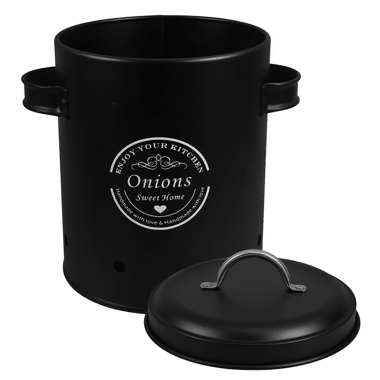 Onion Potato Storage Canister Preservation Container Household Users Cylindrical Flat Bottom 7.9×7.1×5.3in Space Saving 1Set