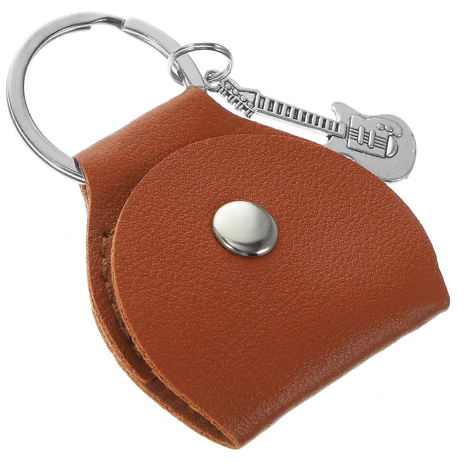 Keychain Holder Guitar Picks Container Stringed Instruments Daily Use Brown Pick Attachment Supply 1Set