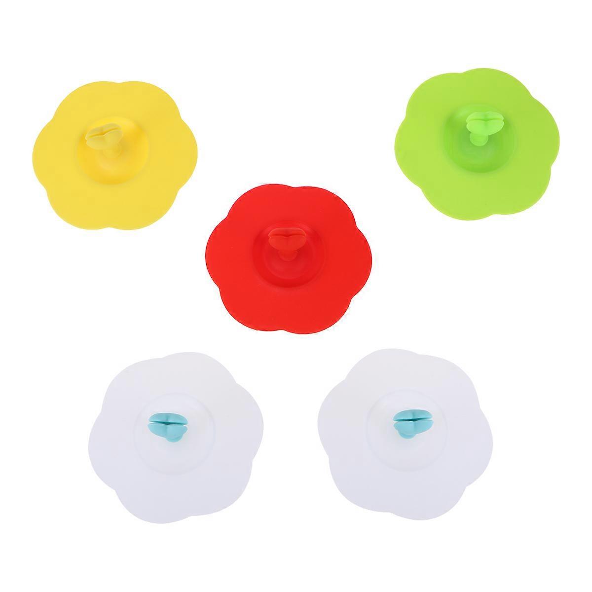 Silicone Cup Lids with Heart Plum Blossom Design Safe Reusable for Home Office Use Assorted