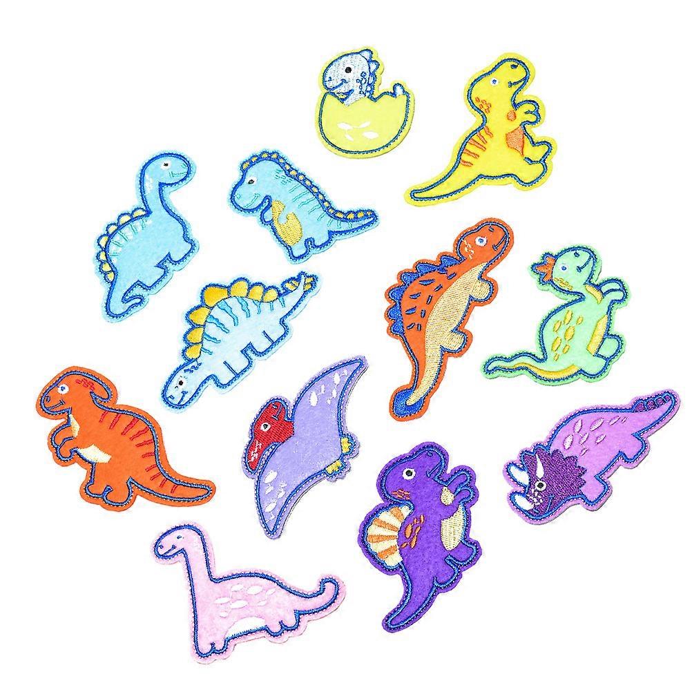 Embroidered Patches Dinosaur Cloth Diy Decorative Assorted Color 6.5X9CM 12Pcs