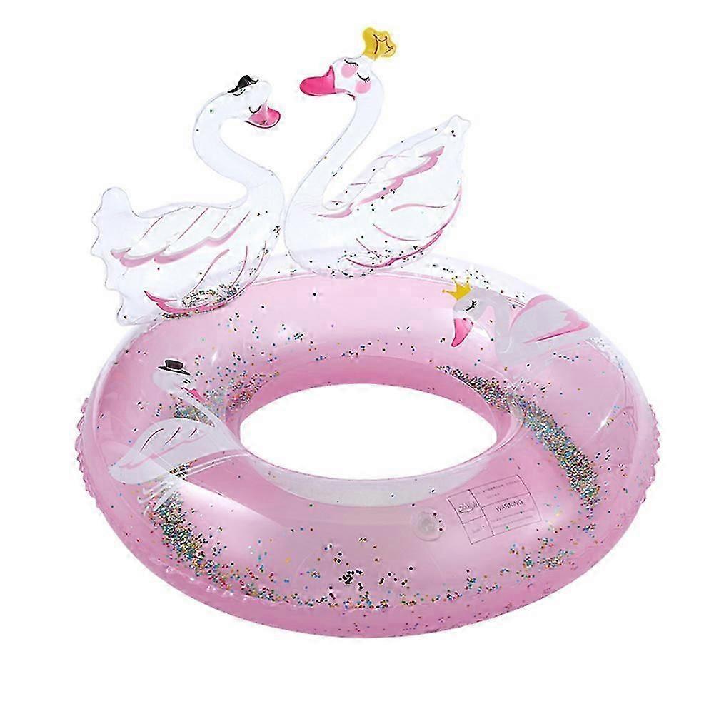 Glittrande svan uppblåsbar badring för barnens sommarpoolkul