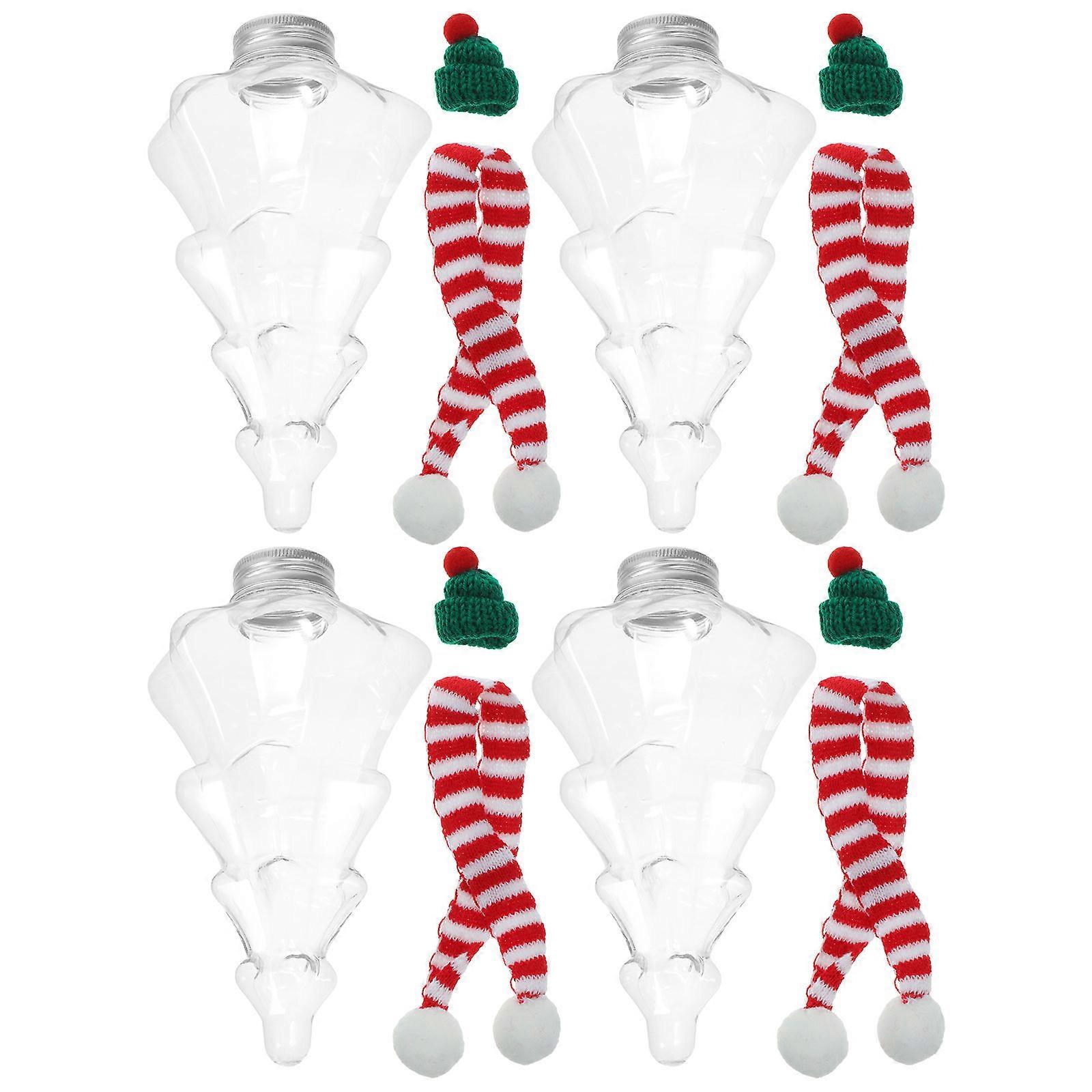 4Pcs Christmas Juice Containers Beverage Bottles For Friends With Christmas Design Ensuring Leak-proof Functionality