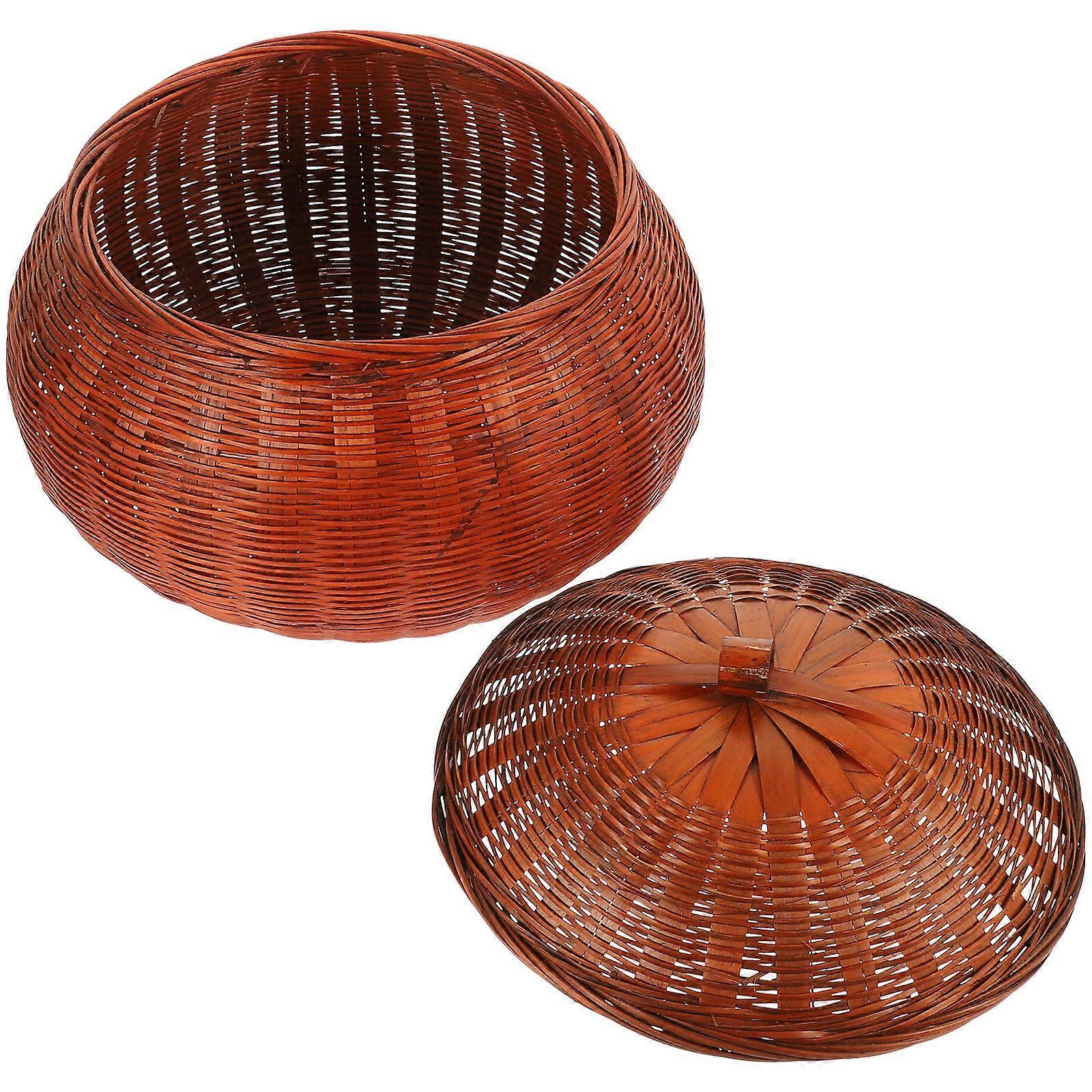 Candy Containers With Lids Imitation Rattan Woven Basket Home Use Elegant Design Round Corners Dust-proof 1Pack