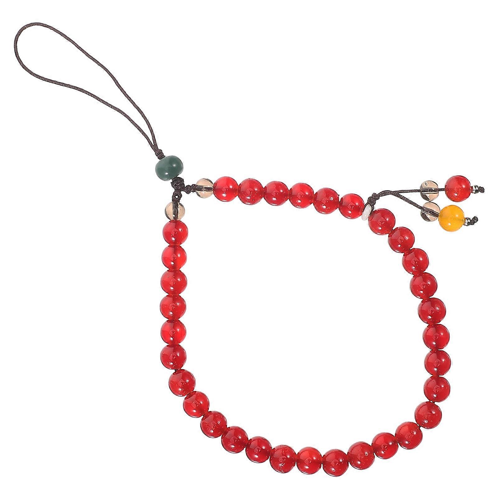 Beaded Agate Phone Lanyard For Women Ideal For Outdoor Activities And Everyday Use Dark Red Fashionable Bead Chain 1Set