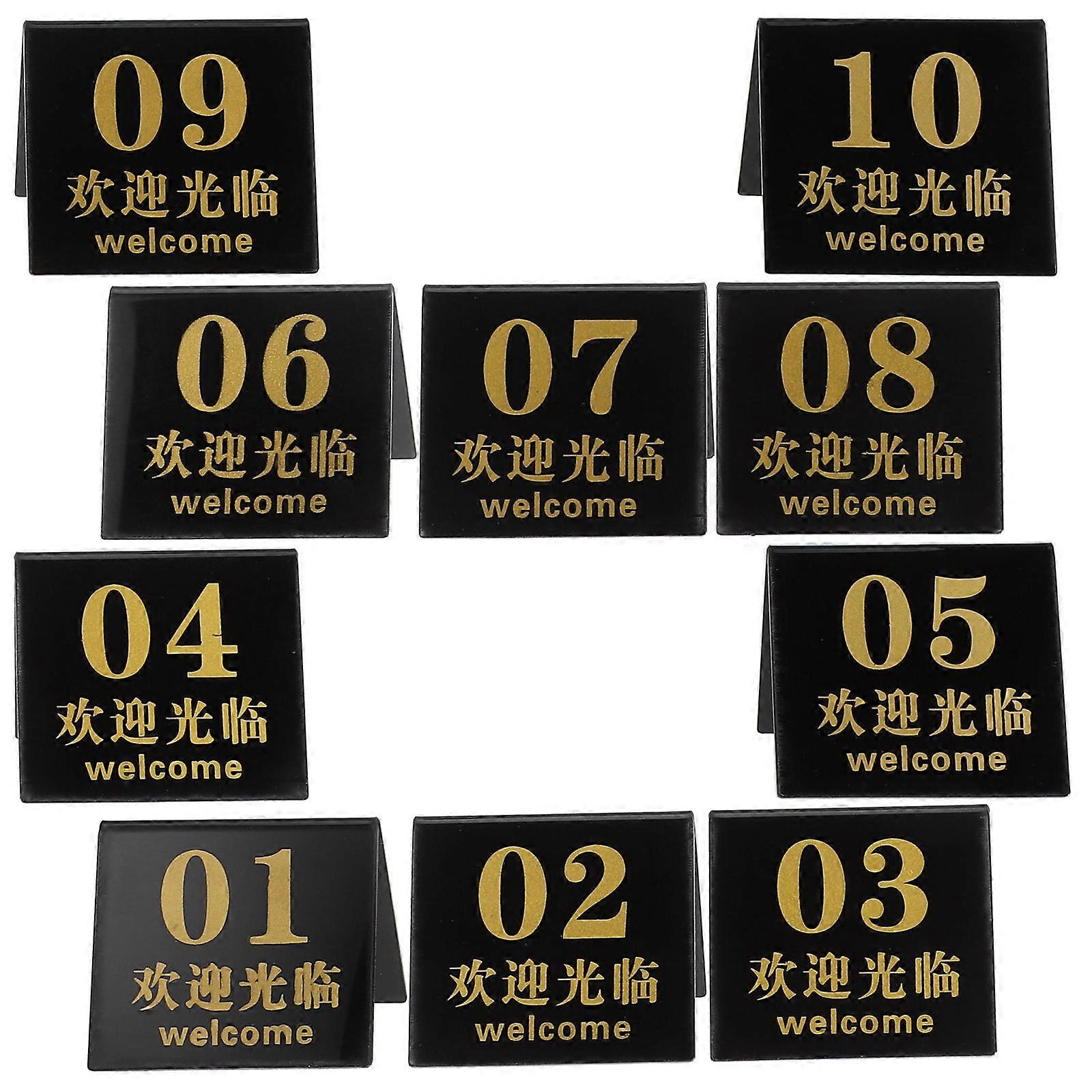 Acrylic Table Numbers 1-10 Black Scene Markers for Decoration Reusable Party Decorations 10pcs