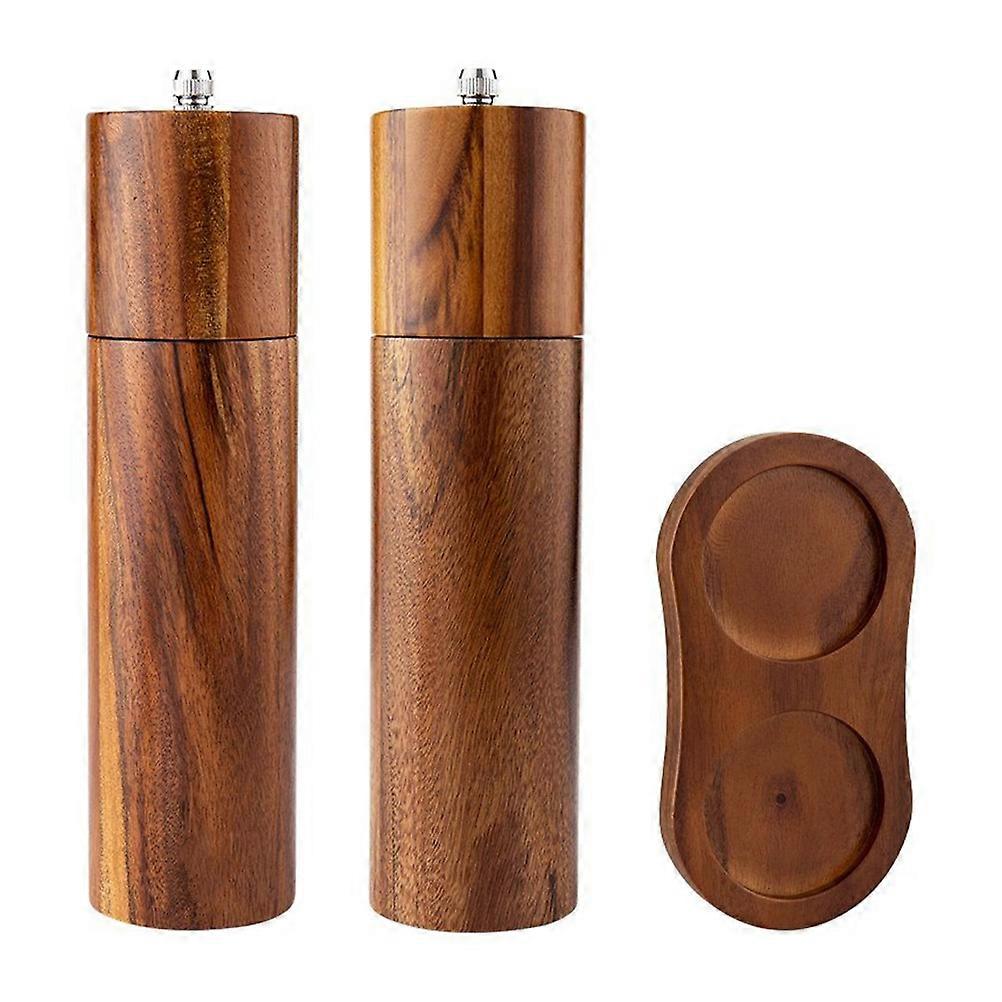 Manual Pepper Mill Brown Grinder with Tray for Home Use 1Set