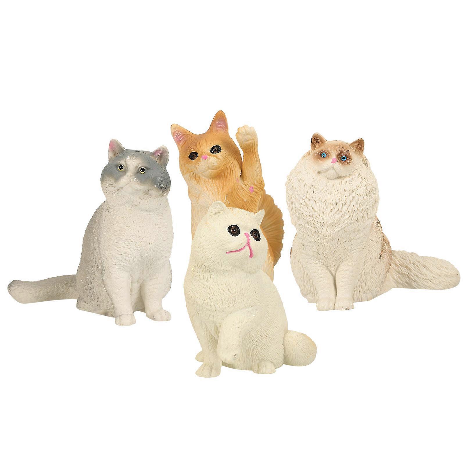 Small Cat Model Simulation Figurines Toys For Children Nursery Room Decor 4Pcs Assorted Color
