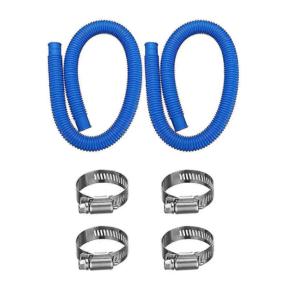 Replacement Hoses for Pool Pump in Above-Ground Pools - 2-Pack Hoses for Pool Filter Pump 607, 637 with 4 Clamps