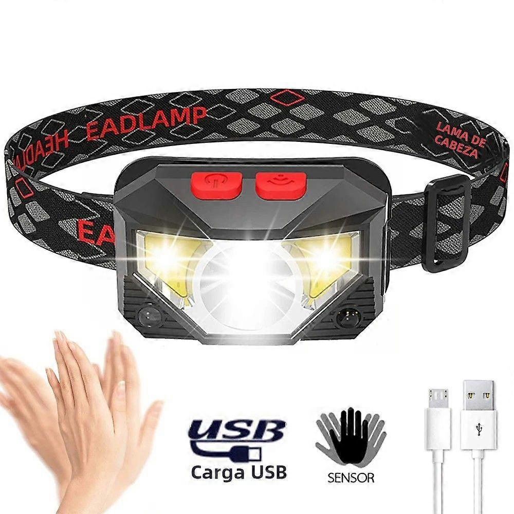 COB LED Headlamp with Motion Sensor, 8 Modes, USB Rechargeable, Waterproof for Camping, Fishing, and Running