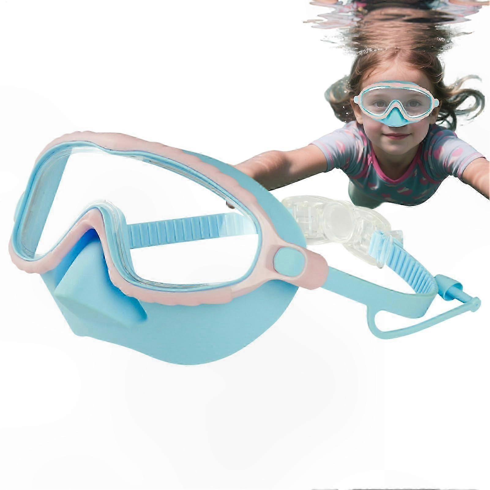 Children's Swim Goggles with Nose Guard, Anti-Fog Seal, Adjustable Comfort Fit, Pink and Blue