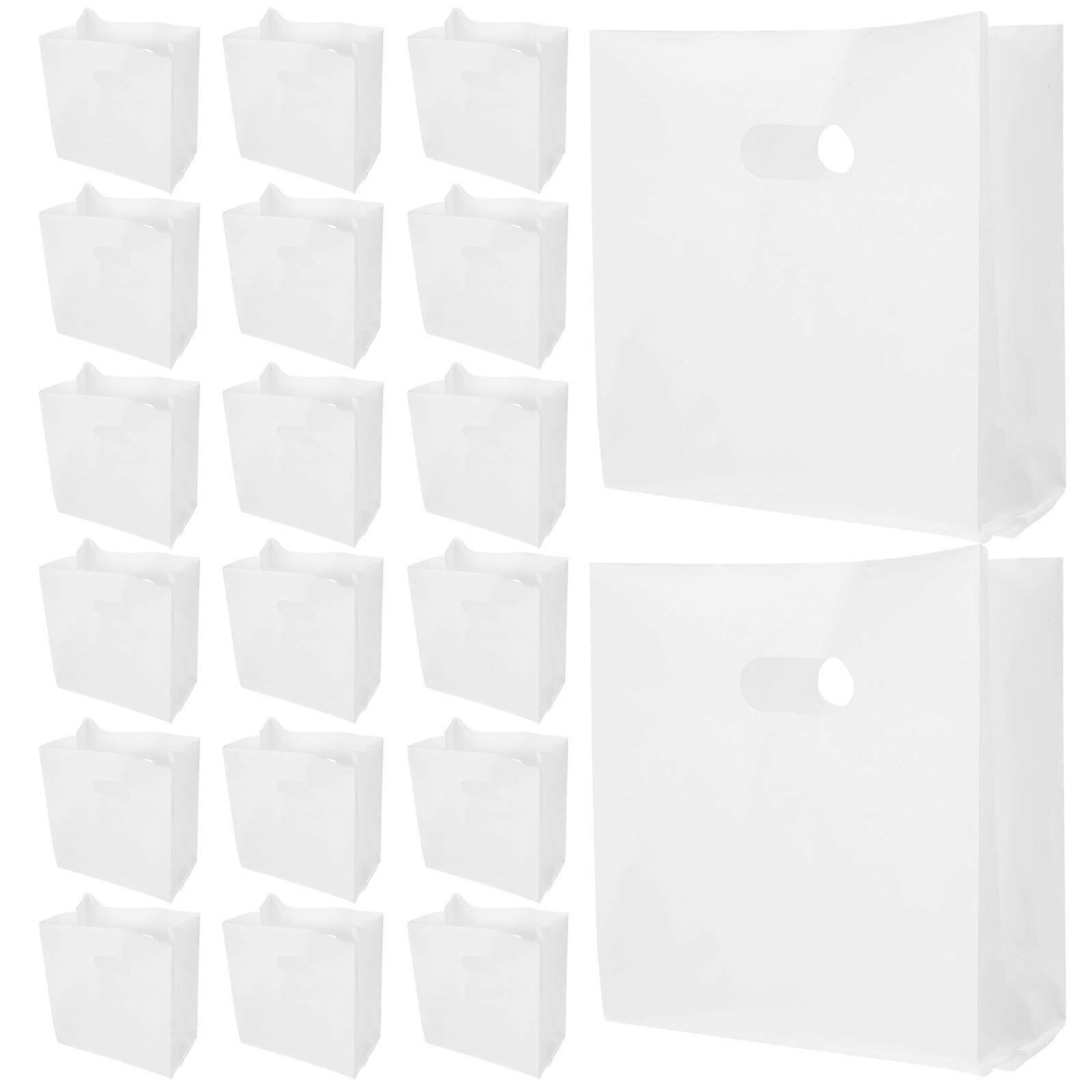 50pcs White Plastic Bags with Die Cut Handles for Retail Storage Reusable PE Material