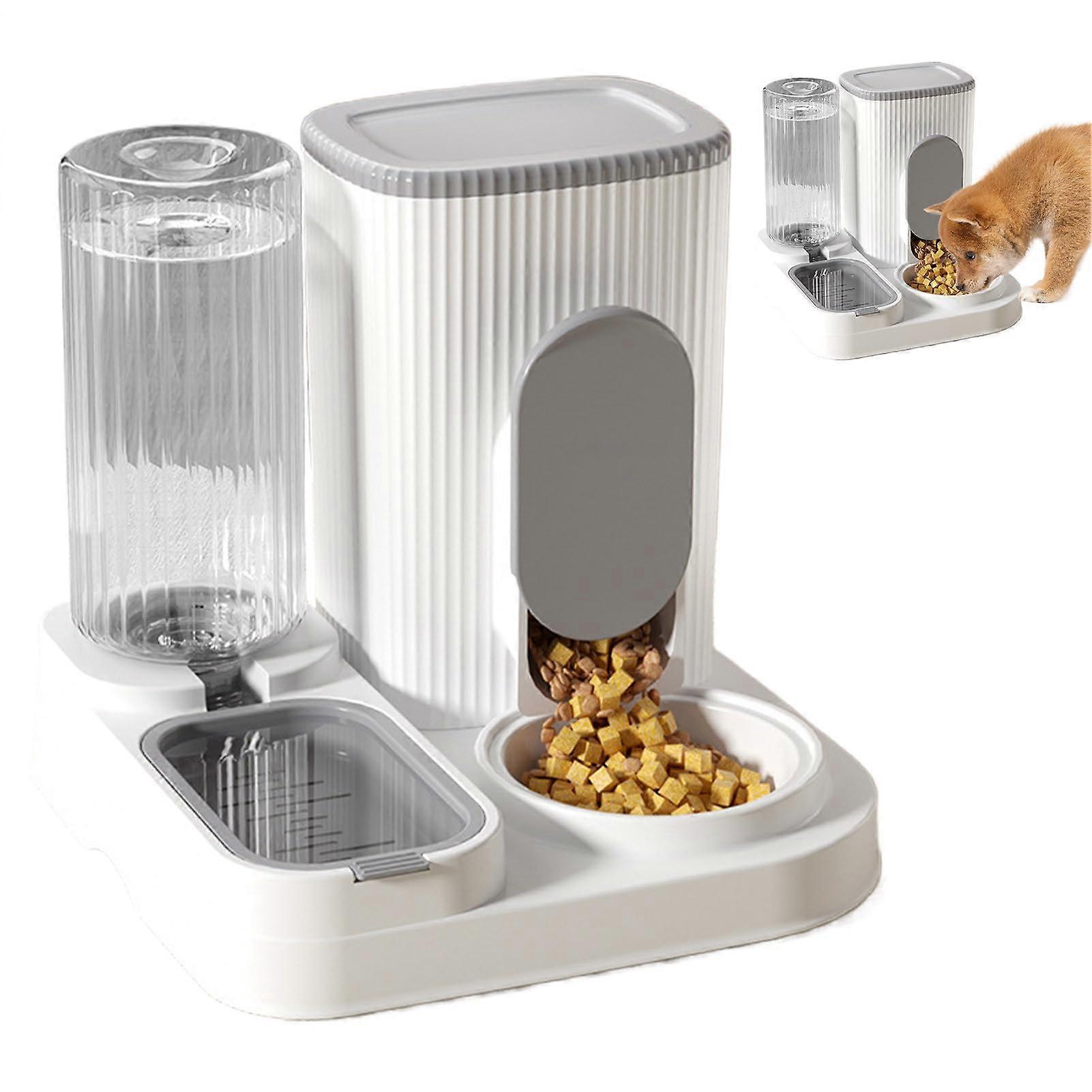 Automatic Cat Feeder – 2-in-1 Large Capacity Pet Food and Water Dispenser for Small and Medium Dogs and Cats, Grey