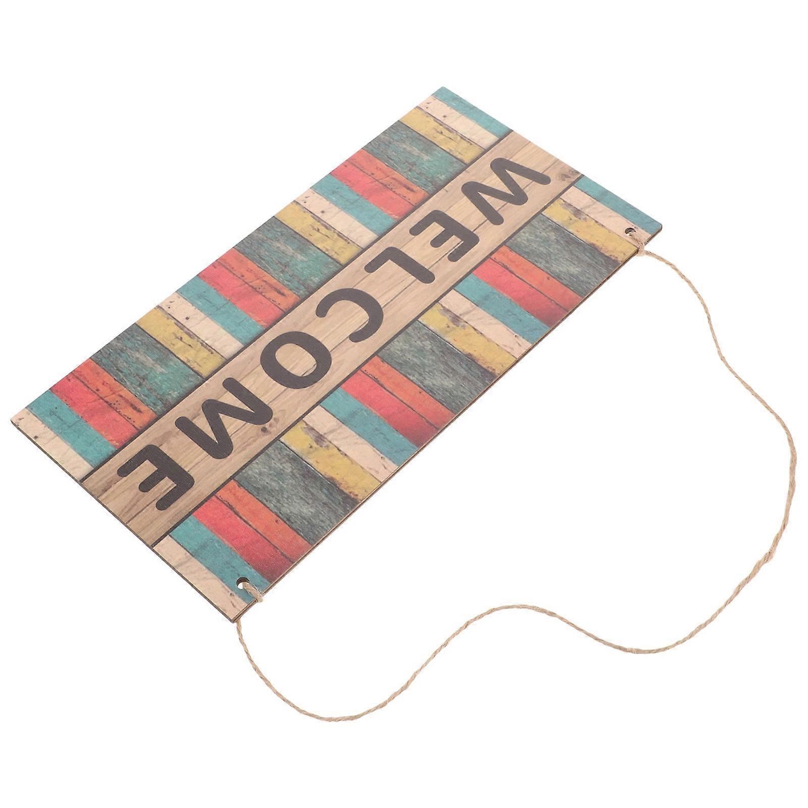 Wooden Welcome Sign with Lanyard Design for Front Door Decoration 7 Inch