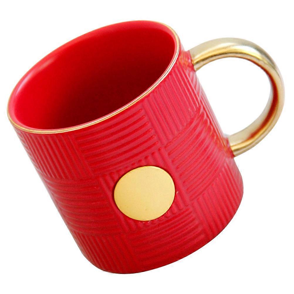 Retro Style Ceramic Juice Mug For Office Use 6.68X5.11X3.62in Vertical Striped Design 1Set