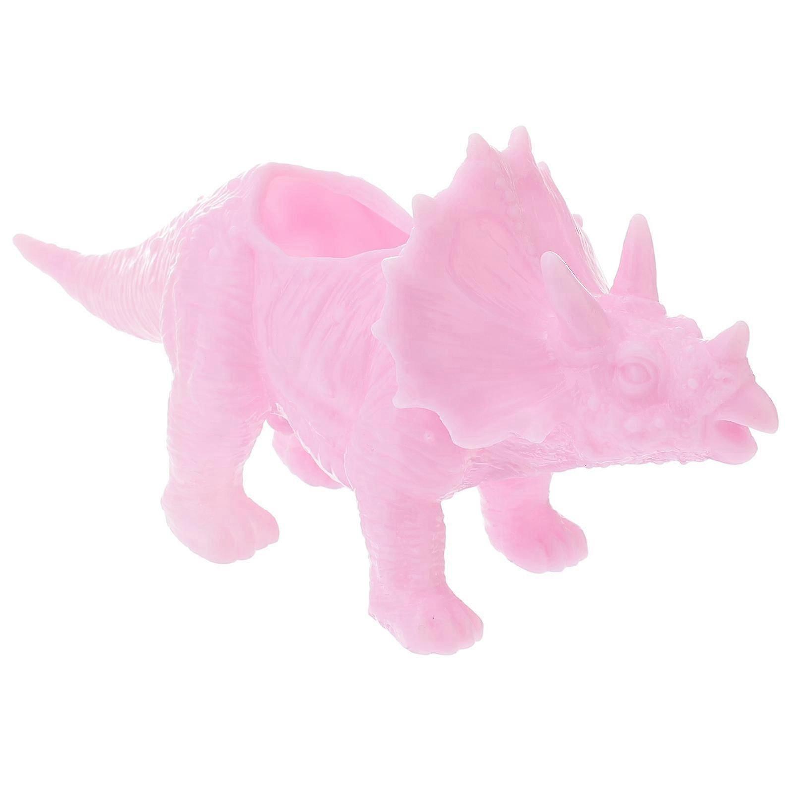 Cactus and Small Flowers Planter Plastic Flowerpot Basin Creative Triceratops Shape Design for Home and Garden Use Rosy 8.72.83.5in 1Pcs