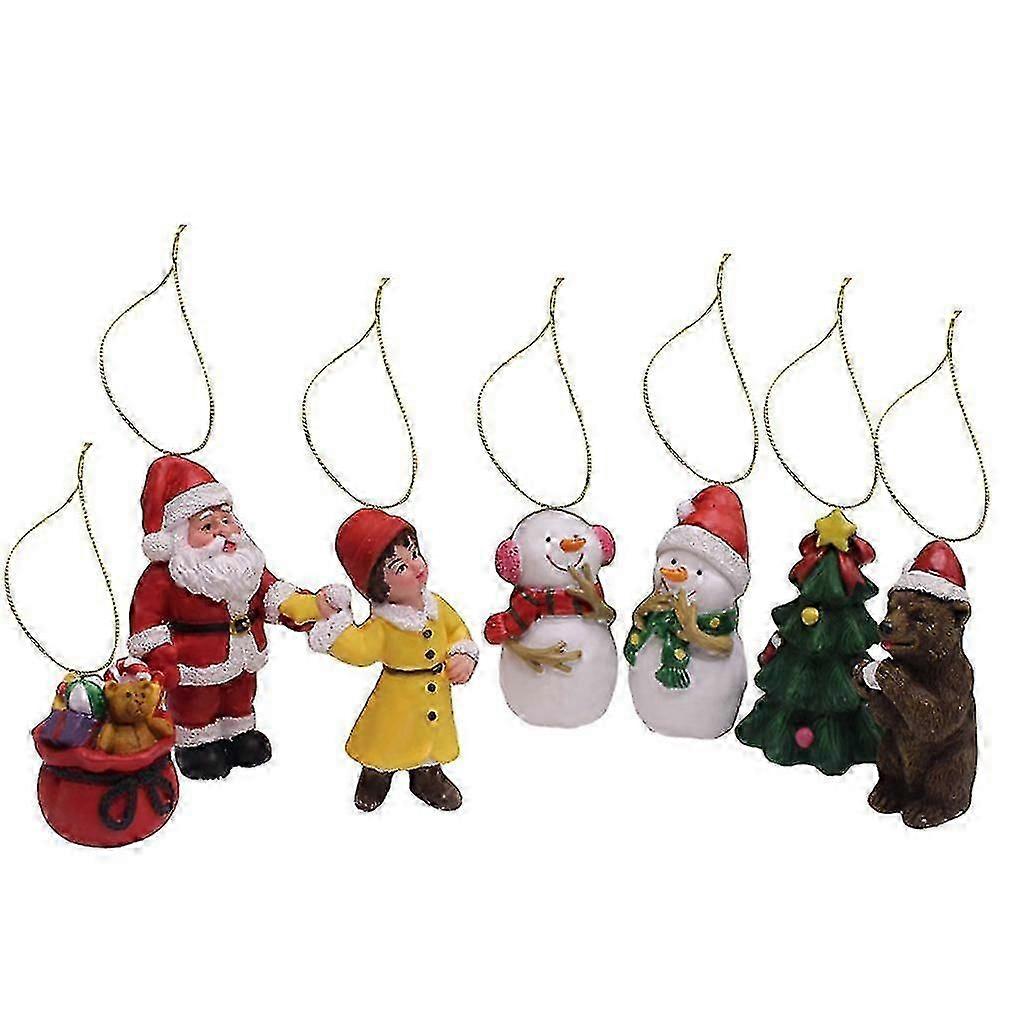 7 قطع عيد الميلاد مصغرة الحلي الراتنج ثلج سانتا بير التماثيل الديكور
