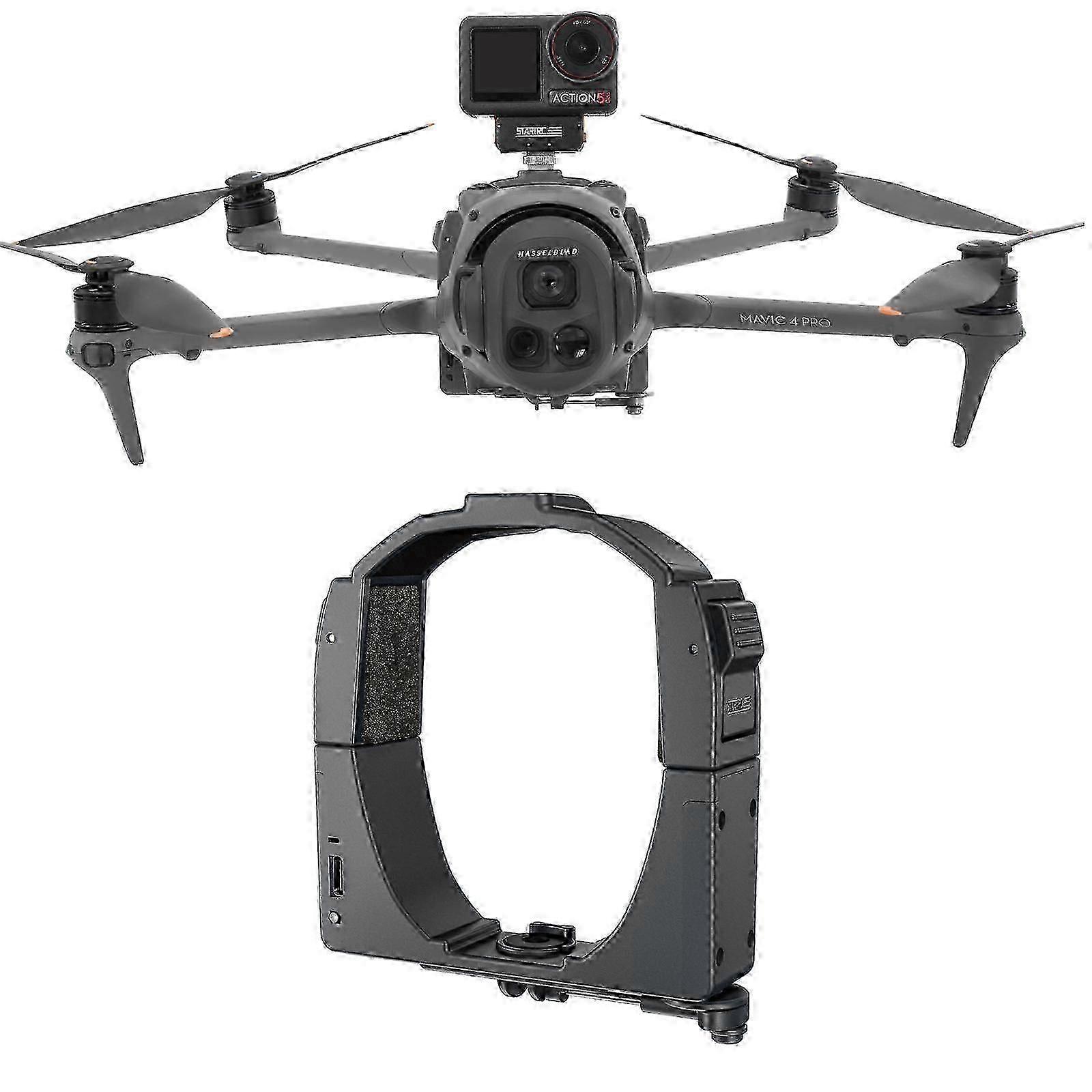 2025 Pour DJI Mavic 4 Pro STARTRC Système de largage d’air Lanceur Parabolique avec support d’extension (Noir)