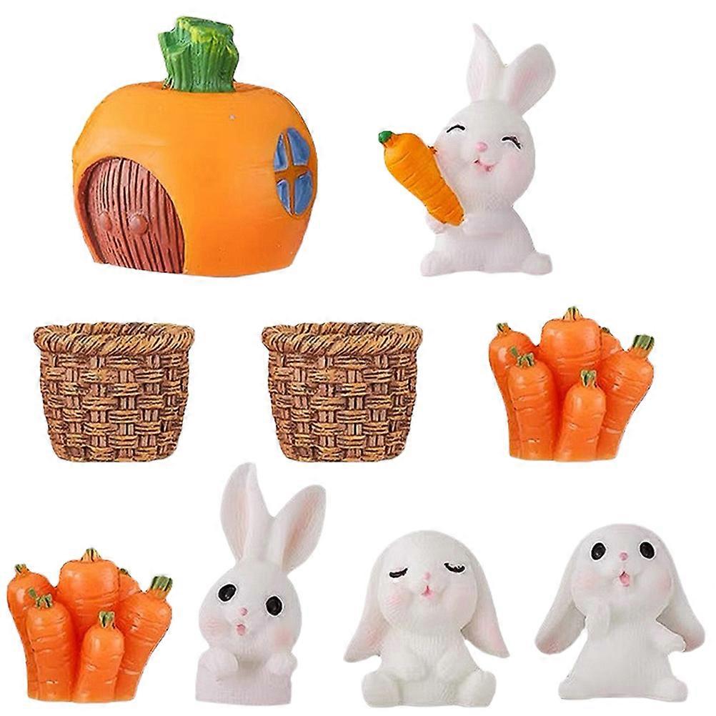 Mini Resin Bunnies 9Pcs Decoration Suitable For Garden Easter Party Ideal For Kids Durable Material