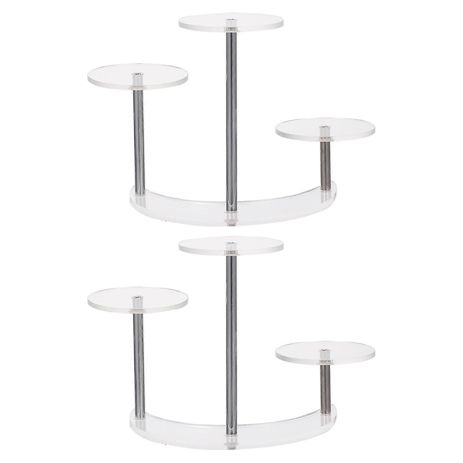 Transparent Acrylic Display Rack for Small Items with Moon Shape Design and 360° View 2 Pack