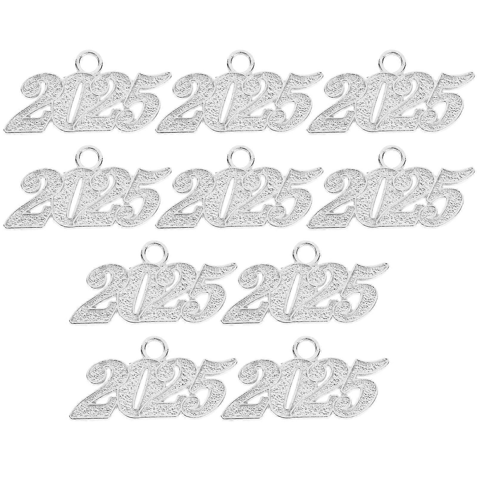 Silver Alloy 2025 Number Pendant for Jewelry Making Crafts Durable and Safe Charm Fits Various Projects