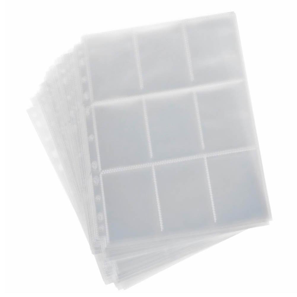 50 Pack Clear Trading Card Sleeves with Double Sided Pages, Protectors, and Stickers for Card Organization