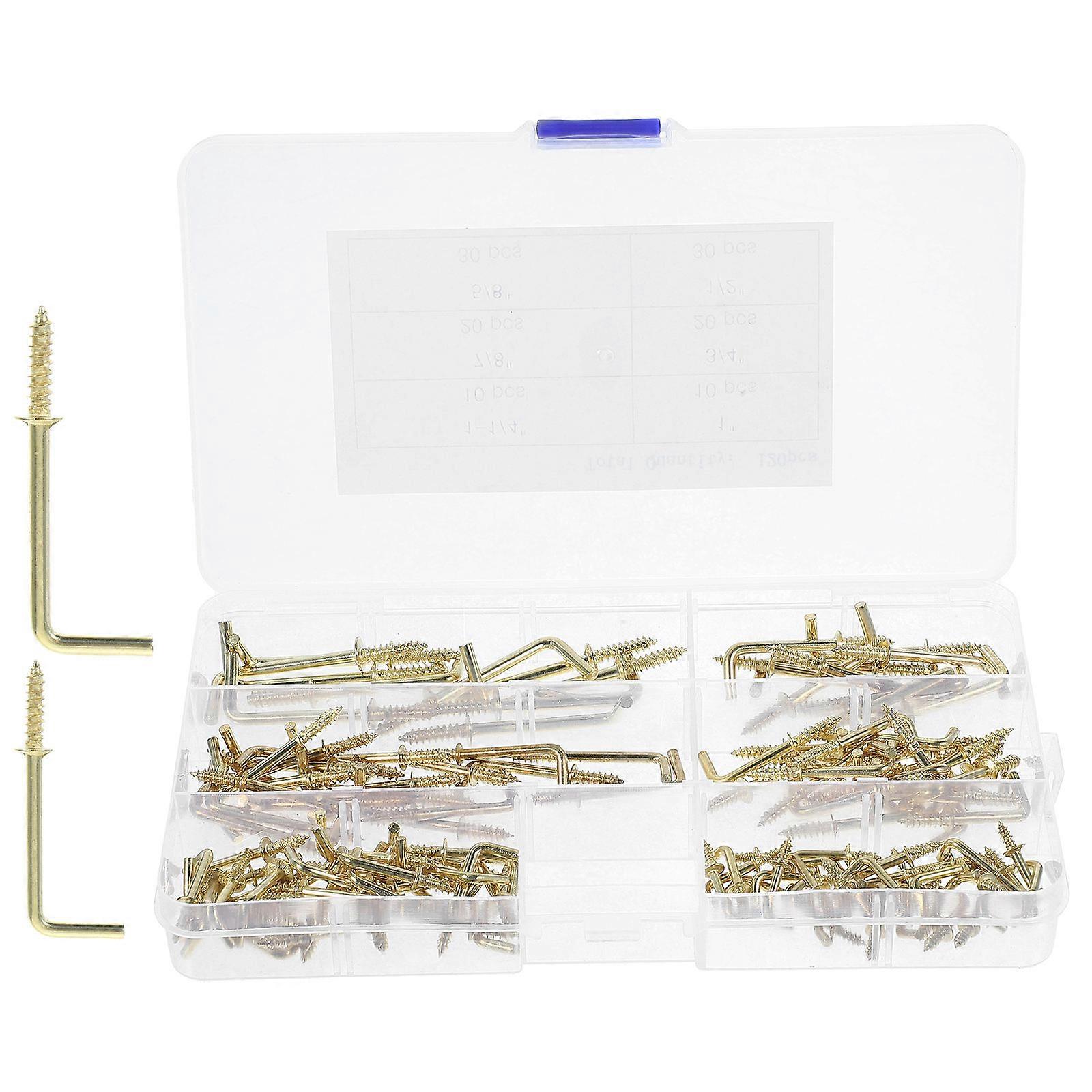 120pcs Tiny Self Tapping Metal Hooks for Light Duty Hanging – Right Angle Plated Hooks for Picture Frames & DIY Projects