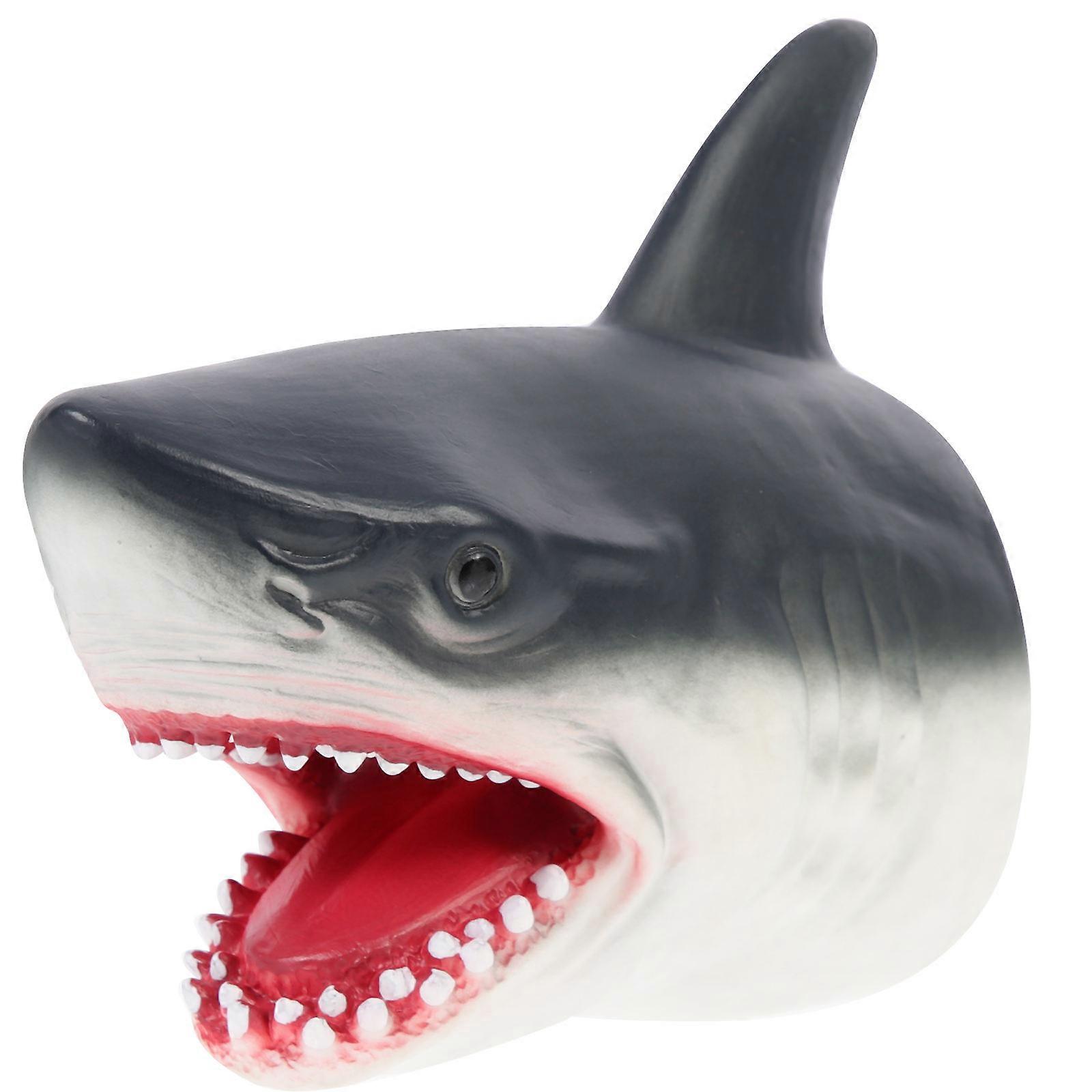 Shark Hand Puppet Toy for Kids Playing Made of Vinyl Black Color Great for Interactive Storytelling 7 inches