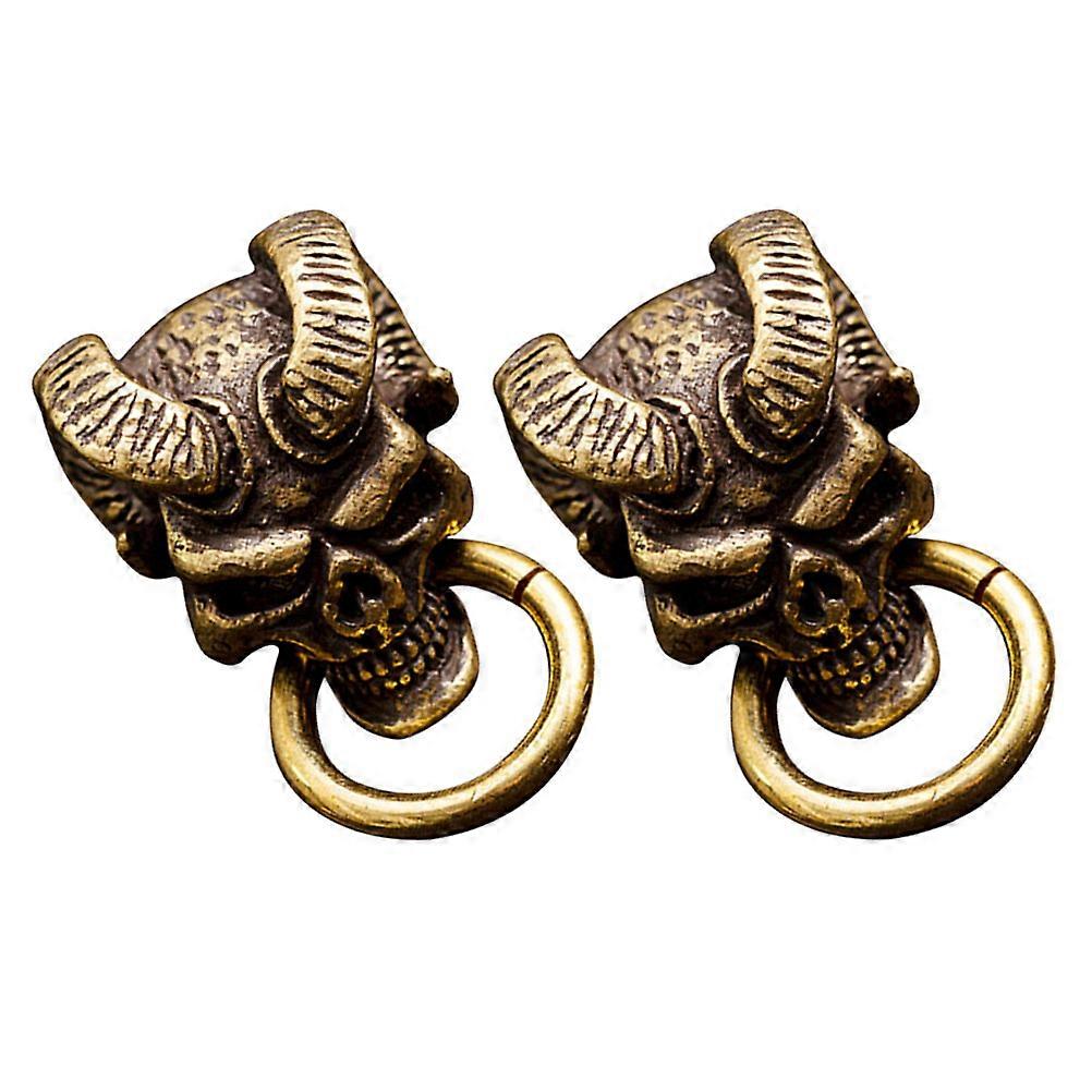 Handmade Brass Decorative Skull Shape Accessories For Products And Crafts Creative 2 Pcs