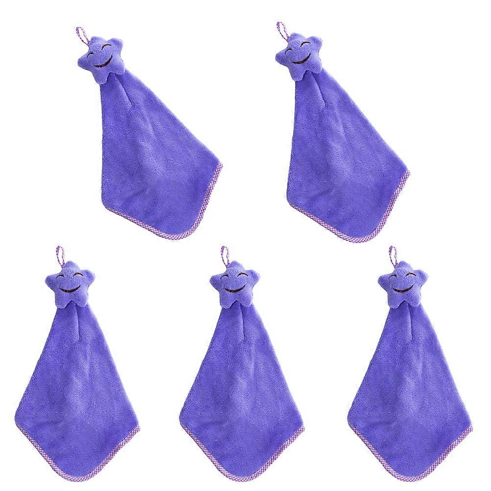 Elegant 5Pcs Coral Fleece Hand Towels Suitable For Bathroom And Kitchen Featuring Absorbent Properties In Purple