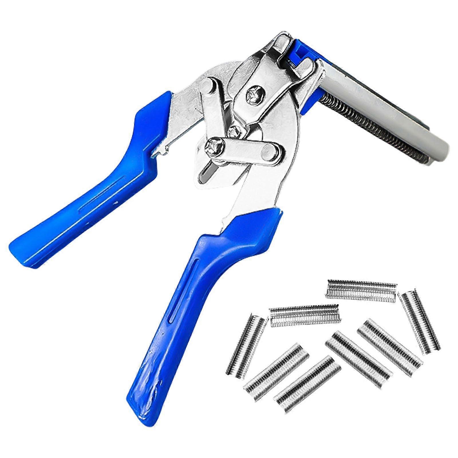 Wire fence pliers with handle, garden fence tool, wire loop pliers, and 600M type clips for wire fastening, fence clips.