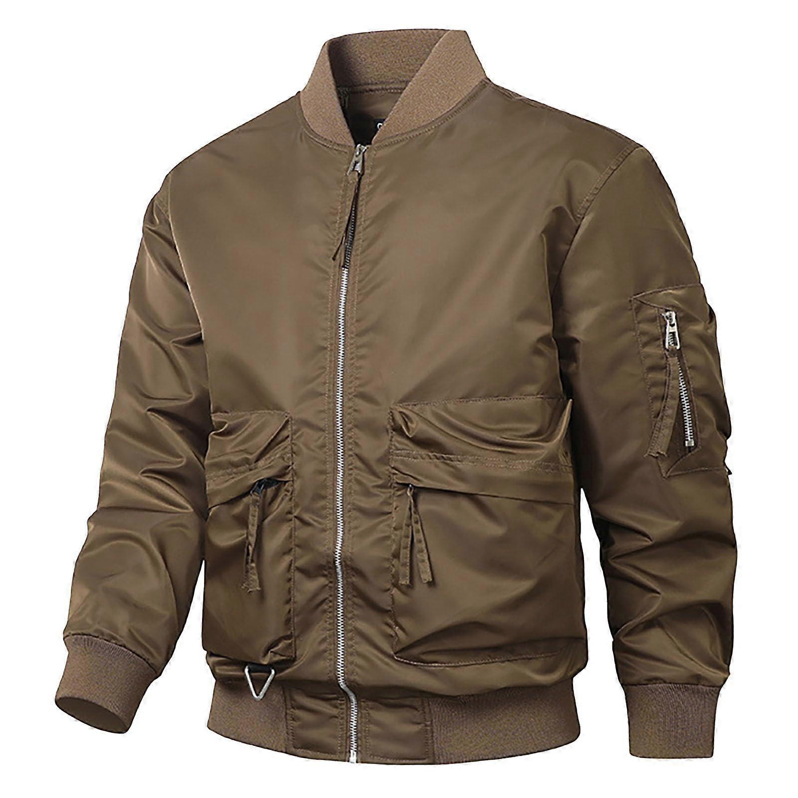 Coat Men's Lightweight Winter Coat A4 Coffee XL, Transition Jacket, Softshell, Quilted Vest, Functional Parka