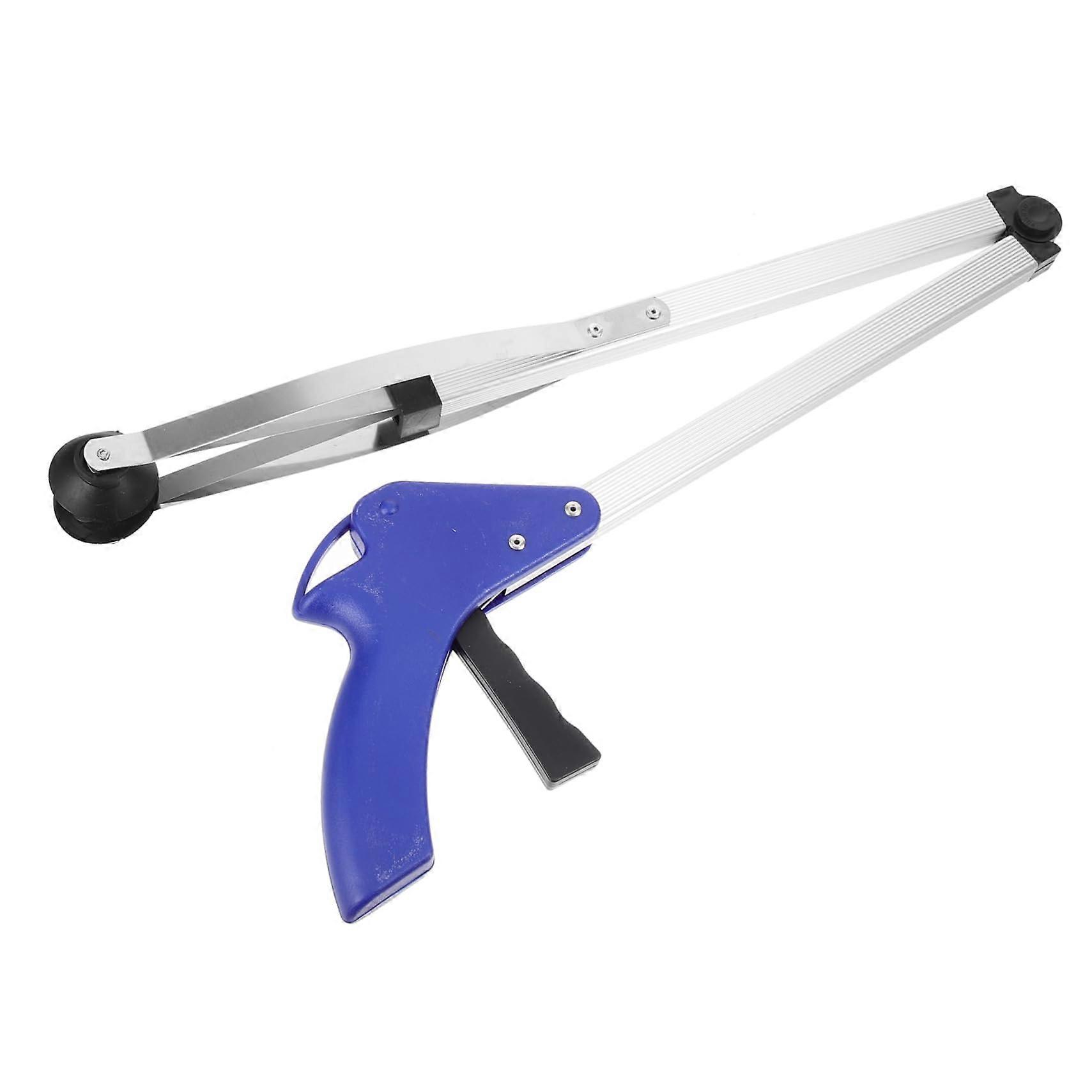 Portable trash grabber Handy waste collector with blue handle for indoor and outdoor use in parks and households