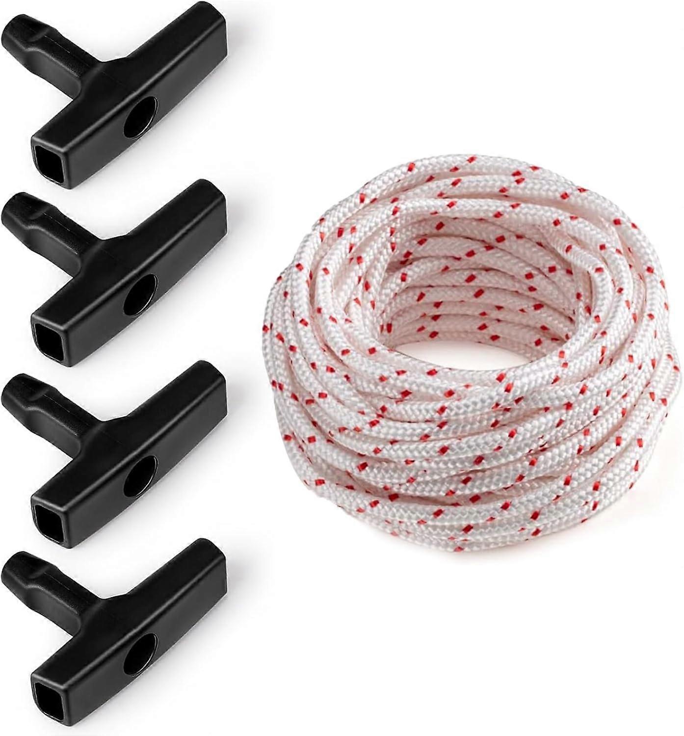 10 Meters Lawn Mower Starter Rope, 4 Starter Handles for Lawn Mowers