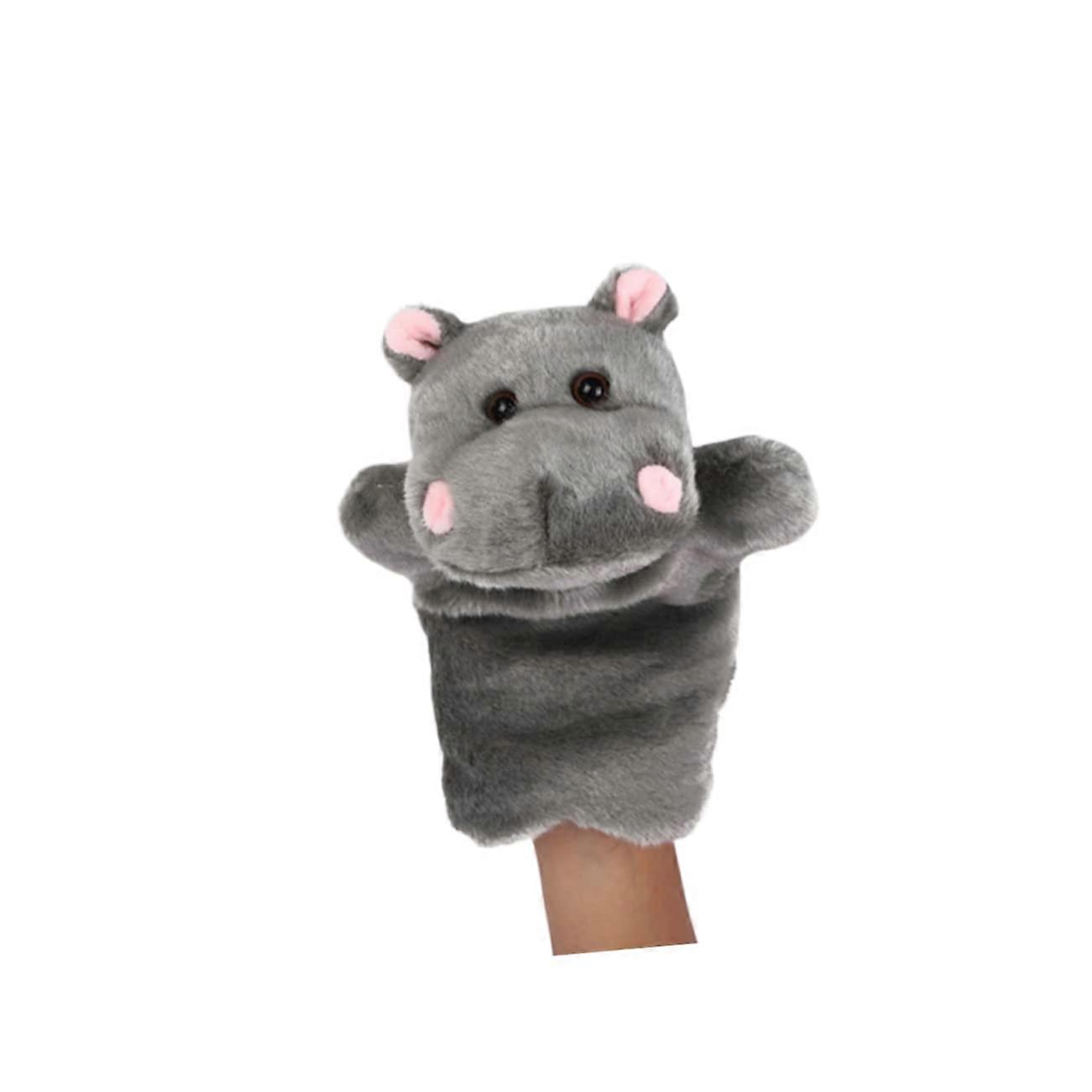 Plush Hippo Hand Puppet for Storytelling and Role Play Interactive Learning Toy for Boys and Girls Dark Gray